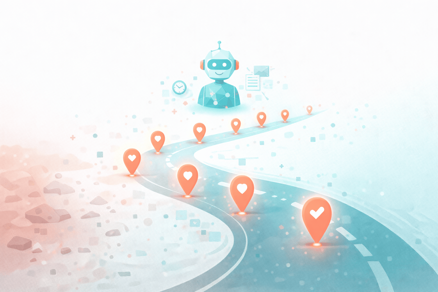 Abstract illustration showing readiness indicators pointing toward AI Worker adoption